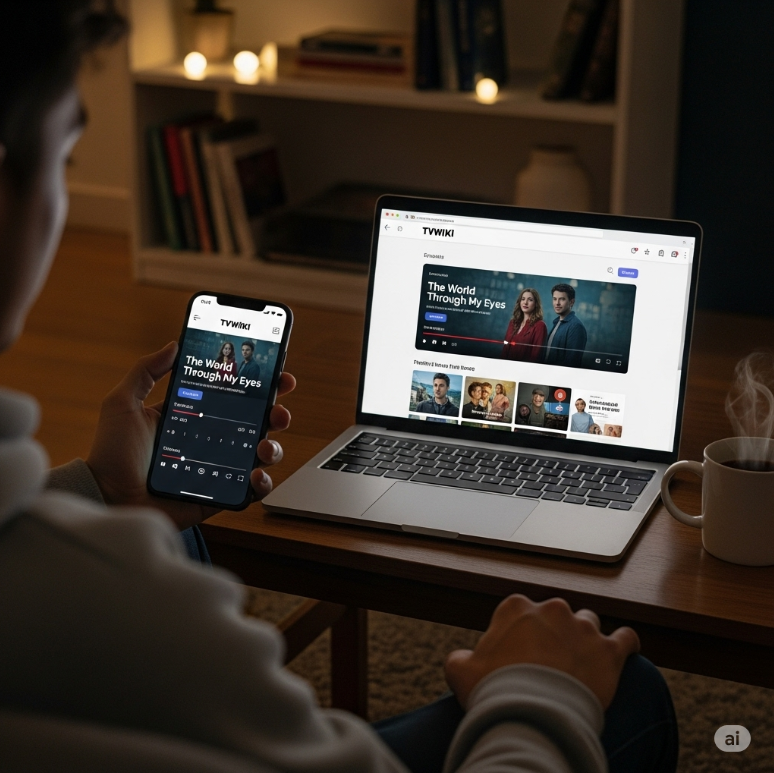 티비위키 이용자가 스마트폰과 PC로 콘텐츠를 시청하는 장면