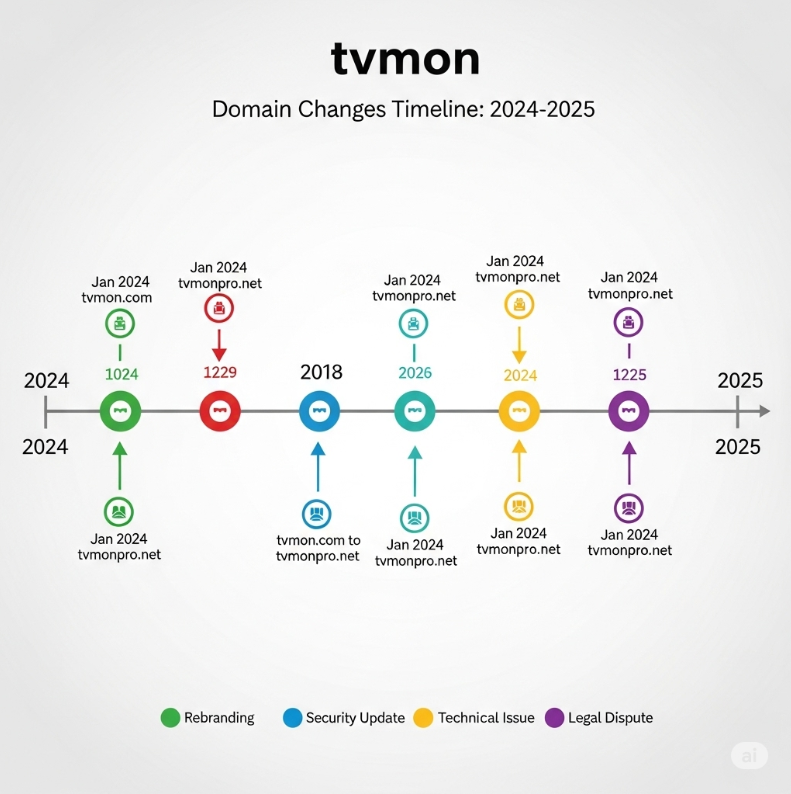 티비몬 도메인 변경 타임라인 인포그래픽