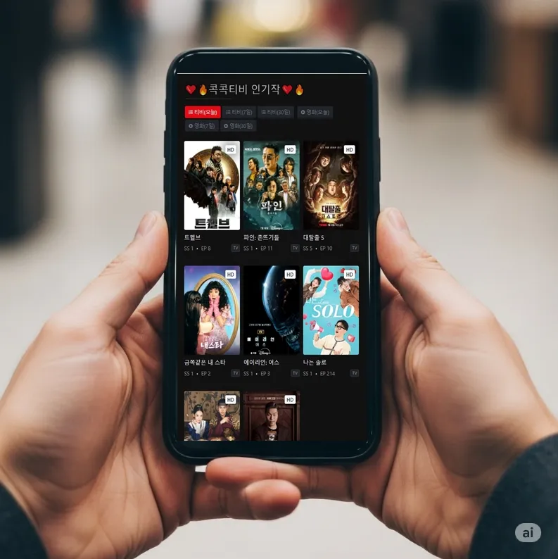 모바일로 콕콕티비를 즐기는 시청자