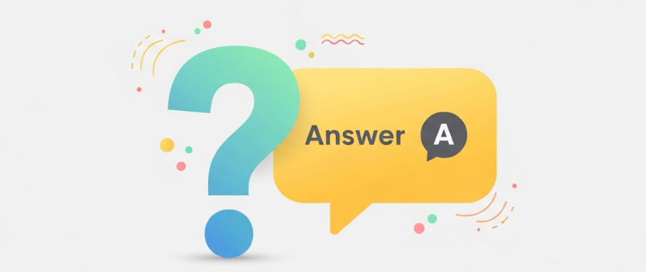 FAQ와 Q&A 시각화 일러스트, 물음표와 답변 말풍선 디자인, 친근한 색상으로 가독성 강조 FAQ와 Q&A 시각화 일러스트, 물음표와 답변 말풍선 디자인, 친근한 색상으로 가독성 강조