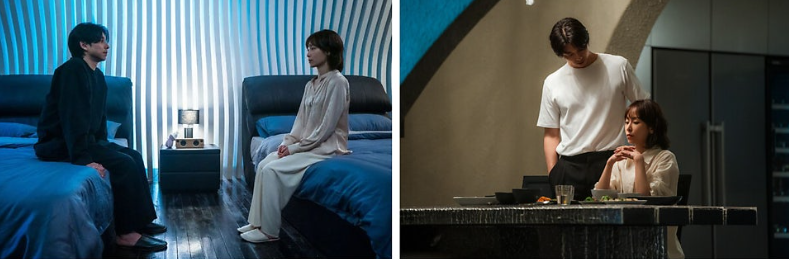 넷플릭스 시리즈 **'트렁크'**에서 두 주인공이 공유하는 일상 속의 묘한 긴장감을 담고 있습니다.